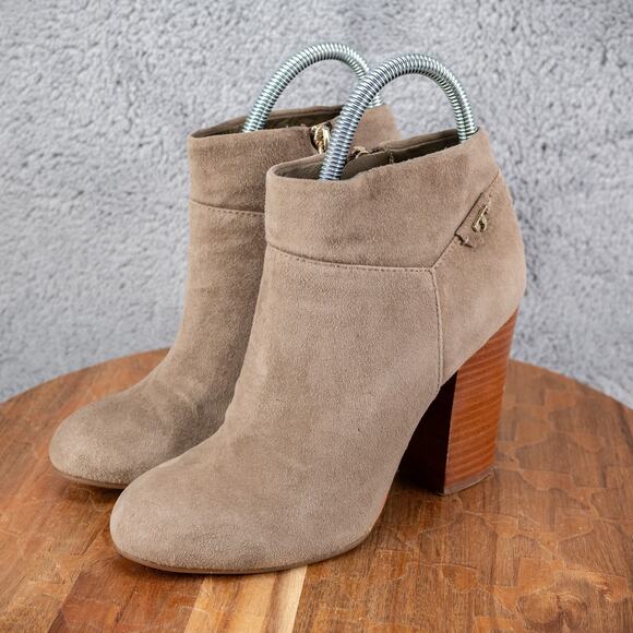 Tory Burch Block Heel Boots Women 6.5 Tan Leather Dressy Platform Comfort Bootie - Picture 3 of 10